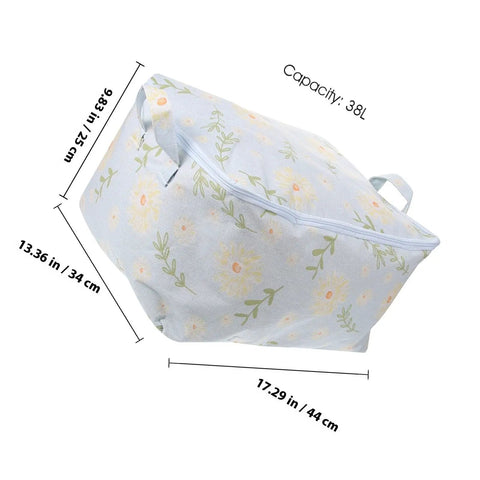 Level Up Your Storage With This Heavy Duty Cotton Quilt Bag featuring secure zipper seals and sturdy handles, measurements 34x44cm, 38L capacity.