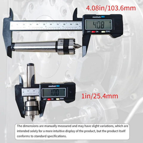 MT2 Wood Lathe Crown Drive Center With 1 Inch Crown Teeth Live Center for Precision Turning with caliper measurement