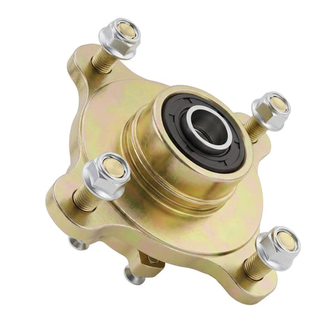Premium Four Bolt Front Disc Brake Hub With 17 mm Axle Bearing And Three Inch Bolt Pattern For Atv Utv Quad Drift Trike Buggy Heavy Duty Steel built with four bolts and bearing detail.