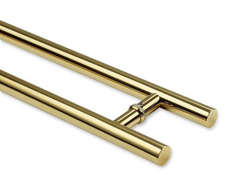 Heavy Duty Back To Back Push Pull Door Handle Set Built Tough 900mm 36 Inches Stainless Steel SUS304 With Solid Standoffs For Wood Timber Glass And Metal Front Doors PVD Finish, showing gold finish and standoffs