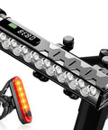 Ultra Bright 5000 Lumen Bike Front Light And Taillight Combo USB Rechargeable Waterproof 17 LED Headlight With Wide Beam for night rides