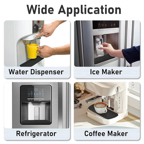 Refrigerator Drip Tray Catcher 2 Pack Cuttable Mats under appliances like water dispenser, ice maker, refrigerator, coffee maker.
