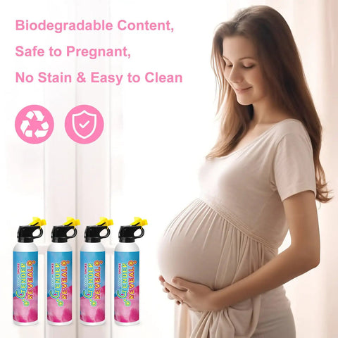 Absolute Banger 4 Pack Gender Reveal Fire Extinguisher Pink Color Blaster For Baby Shower Party Decor with pregnant woman