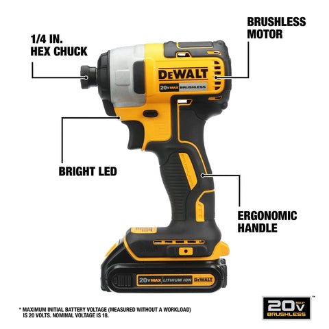 No Sweat Nine Piece Brushless Cordless Power Tool Kit With 20 Volt Batteries Fast Charger heavy drill with brushless motor and ergonomic handle