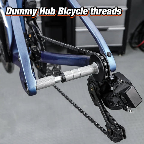 Dummy Hub Bike Chain Holder For Thru Axle Frames installed on bike, showing chain management and secure fit
