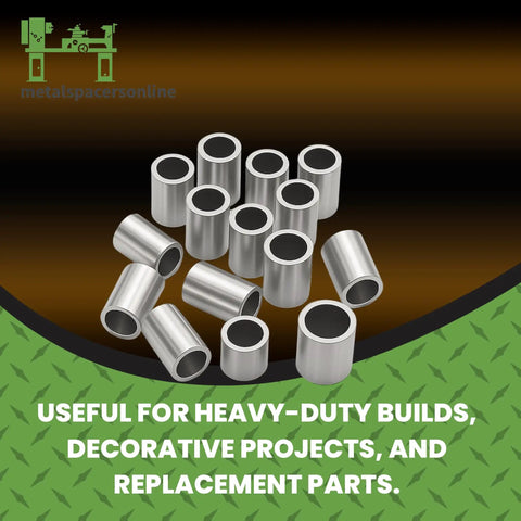 No-BS Heavy-Duty Aluminum Round Standoff Bushing, 5/8 OD By 1/4 ID X 36 In Long, Unthreaded Spacer shown in a ten-pack.
