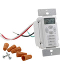 Two Pack In Wall Digital Timer Switch With Three Preset Times And One Custom Program for Outdoor Lights with wiring accessories.