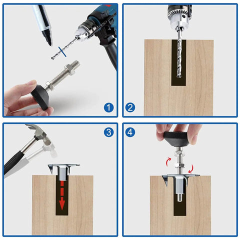 Installation steps for Heavy Duty Leveling Feet Set 4 Pcs M6 Thread Size D30 Base for tables and cabinets.