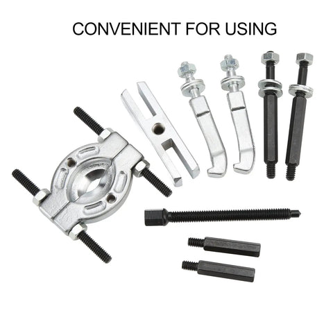 9 Piece Bearing Puller Set Handy Mini Bearing Separator And Splitter Portable Heavy Duty Metal Kit components laid out