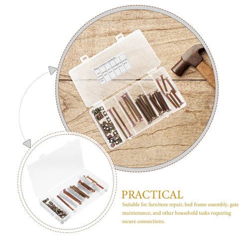 49Pcs M6 40 To 80Mm Hex Socket Head Screws And Barrel Nuts Grab And Go Kit shown in clear compartment box on wood surface