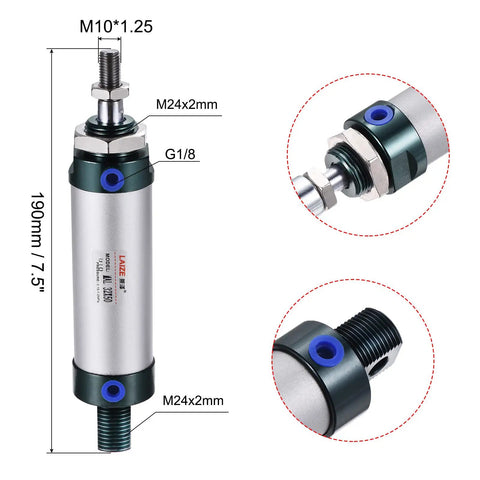 Double Acting Pneumatic Air Cylinder 32mm Bore 50mm Stroke With Y Connector And Four Piece Quick Fitting Kit For Can Pressing