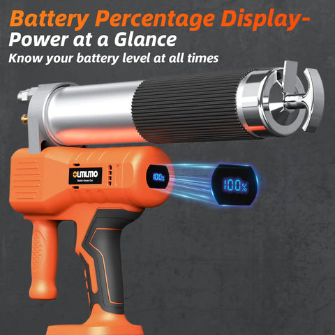 Cordless Electric Grease Gun With 10000 PSI, 6.8 Oz Per Minute, Dual Batteries Included, 39.4 Inch Hose, battery display visible