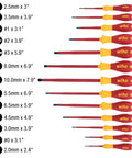 Slotted And Phillips Insulated Screwdriver Set 13 Piece 1000V VDE Rated With SoftFinish Handle Black Oxide For Electricians