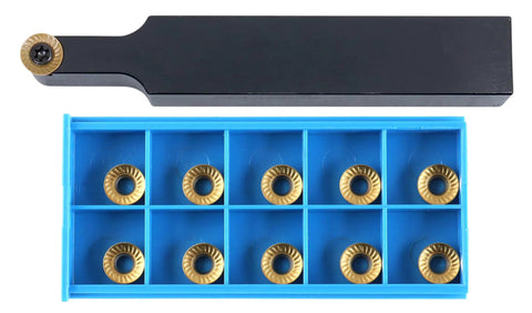 Pro Grade Indexable Tool Holder Kit With 3/4 Inch Shank, 4-1/2 Inch OAL, Carbide RCMT32 Insert, 10 Extra Inserts, 2376-0012INS kit