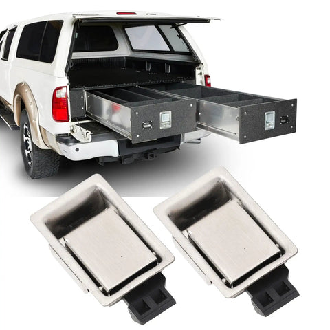 Heavy Duty Commercial Grade Stainless Steel Flush Mount Paddle Handle Lock Pair for toolbox drawers in truck.
