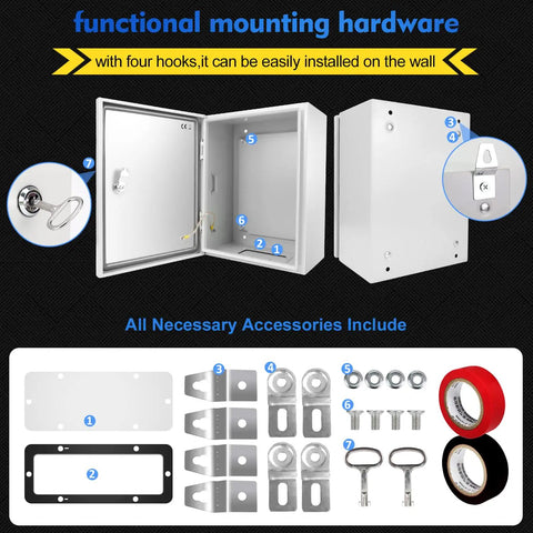 Outdoor Electrical Junction Box 12 X 10 X 6 Inch NEMA 4X Enclosure Wall Mounted IP66 Waterproof with installation kit