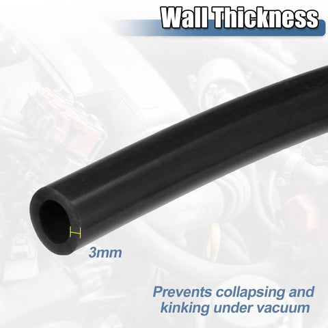 Silicone Vacuum Hose 1m 9mm ID For Turbo Boost, Air Intake, And Auto Vacuum Lines, Durable High Temp Black Tubing