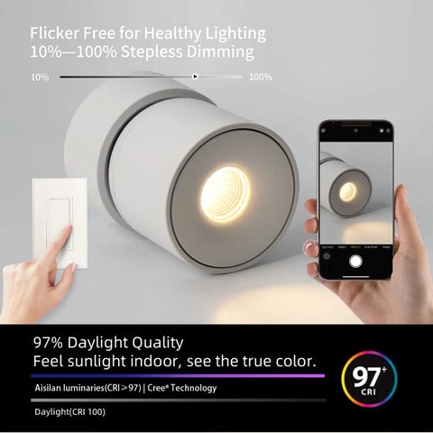 4 Pack LED COB Adjustable Ceiling Spotlight Surface Mounted 7W 3000K Warm White Aluminum Spotlight For Cabinet Gallery Hallway Corridor Directional Light