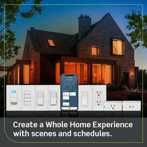 Smart WiFi Plug 2nd Gen For Home Automation No Hub Needed Plug And Play displayed with mobile control app outside a house