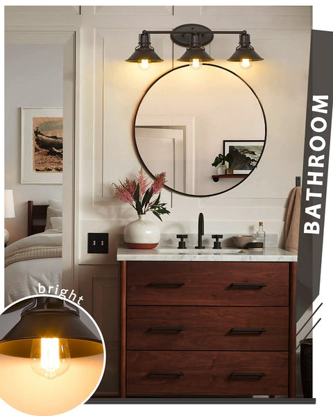 Industrial 3 Light Vanity Light In Oil Rubbed Bronze For Bathroom Wall Sconce With Vintage Charm above modern sink