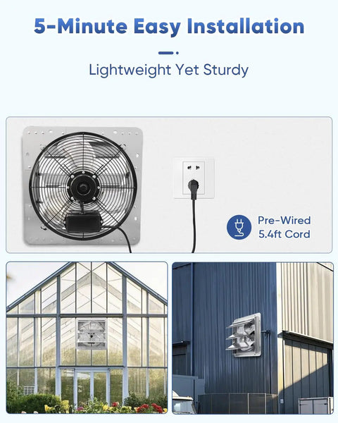 Beefy 14 Inch Shutter Exhaust Fan High Speed 1520 CFM Wall Mounted With 1.65m Power Cord in greenhouse and building