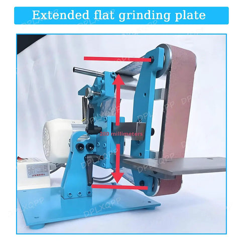 Pro Grade 1100 Watt Brushless Belt Sander With Vertical And Horizontal Adjustments showing extended flat grinding plate.