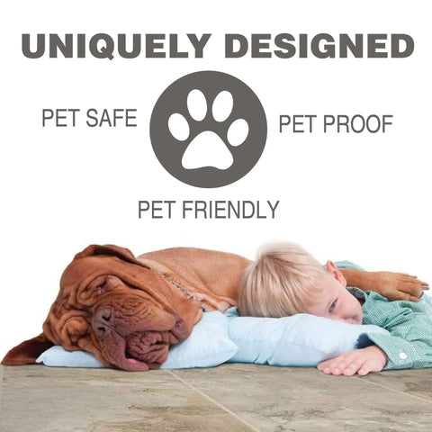 Child and dog on floor illustrating pet-friendly Starlike EVO Epoxy Grout For Tile Blue Denim 340 Easy To Apply No Fuss And Clean