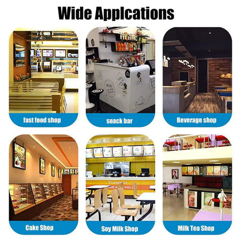 Wide applications of electric automatic coffee grounds cleaner in fast food, snack, beverage, cake, soy milk, and milk tea shops.