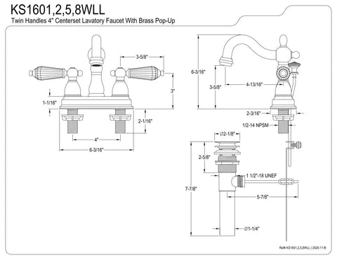 Technical diagram of 4 Inch Centerset Bathroom Faucet Polished Chrome Drip Free Ceramic Disc Cartridge Deck Mount 3 Hole