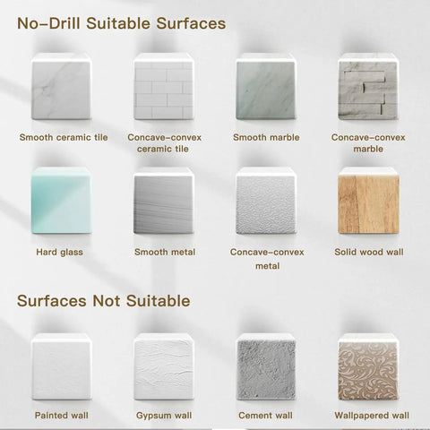 Surface types for Self Adhesive Towel Ring for Bathroom No Drill Stainless Steel Brushed Nickel Stick On Wall Hand Towel Holder.