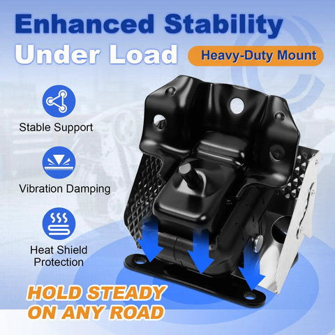 Heavy Duty Engine Motor Mount Replacement Set For Chevy Gmc Cadillac 3 Pack Part 15854939 showing black mount with heat shield and vibration dampening features.