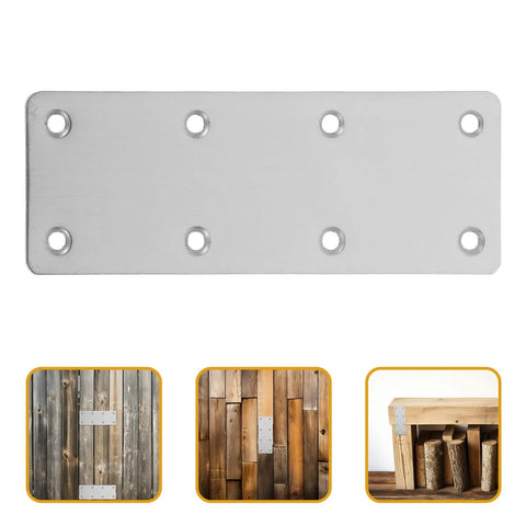 Five Piece Stainless Steel Metal Brackets With Straight Plate Design And Multiple Openings For Cabinet Furniture Wood Repair