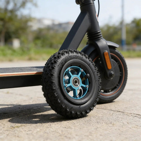 200x50 Electric Skateboard Wheel For Electric Scooter With Pneumatic Off Road Tire Aluminum Hub 8mm Or 10mm Axle Hole Rubber Tread For Rough Terrain Blue on scooter