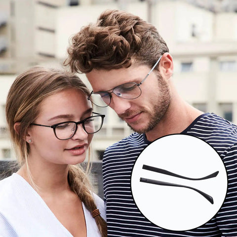 No Sweat TR90 Eyeglasses Replacement Arms Temple Repair Kit With Screws And Compact Screwdriver Quick Snap Frame Fixes For Broken Glasses Solid Gear You Will Love, displayed with couple. 