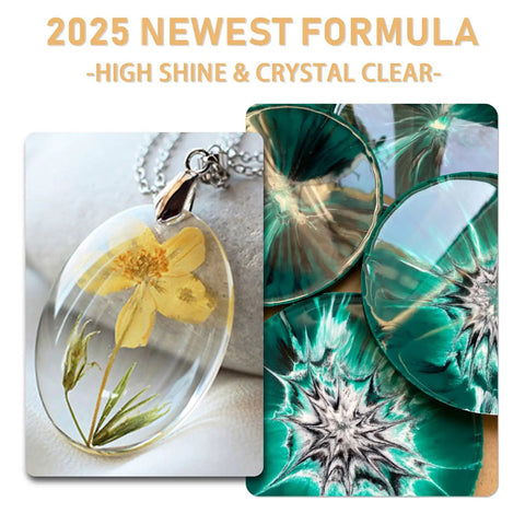 Top Shelf Crystal Clear Epoxy Resin Kit 1.1 Gallon Slick High Gloss Bubble Free Coating For Wood Tables And Creative Projects With Legit Super Durable Finish, featuring pendant with flower and colorful coasters.