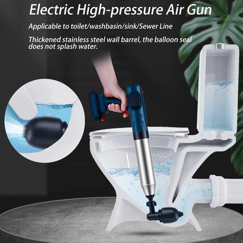 Using High Pressure Air Plunger Gun For Clogs With Detachable Heads Power Plunger Clears Toilet Bathtub Sink Floor Drain Fast Safe