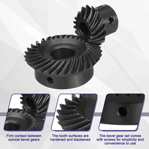 90 Degree Bevel Gear Set One To Two Ratio Two Ground Spiral Beveled Gears With 8mm And 14mm Bores Left Hand And Right Hand 15T And 30T