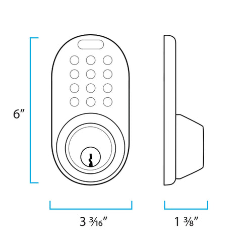Dimensions diagram of TF-02OB Digital Deadbolt Door Lock With Keypad For Exterior Doors, Oil Rubbed Bronze, Keyless Entry