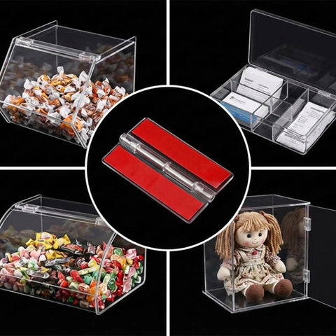 Clear Self Adhesive Plastic Hinges 65x40mm Acrylic Transparent Folding Hinges for DIY Crafts and Displays