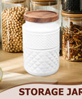 Top Shelf Durable 1800Ml Glass Storage Jars With Hella Tight Airtight Wooden Lids Vintage White Matte Tea Canisters displayed on countertop.