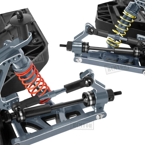 Close-up of Beefed Up Alloy Front And Rear Suspension Arm Upgrade Kit for 1/10 Slash 4x4, showing front and rear A-arms.