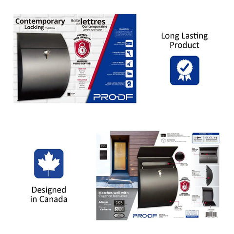 Locking Wall Mount Mailbox For Home, Large 18x13x5, Weatherproof Steel, Secure Lock, Rustproof Letter Box packaging details