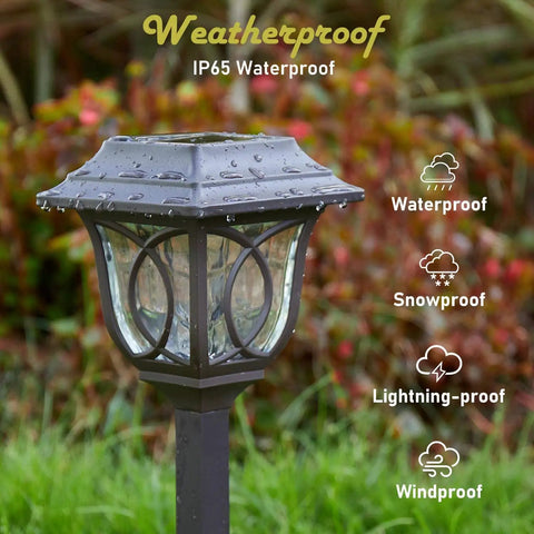 Ultra Bright 25 Lumen Solar Pathway Lights 6 Pack SMD LED Outdoor Waterproof IP65 Auto On Off Glass path light with water droplets