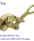 Beefy Wire Rope Cable Gripper Puller Tool, Heavy Duty Steel Cable Puller, 1 Ton Capacity, Carbon Steel Clamp Side View