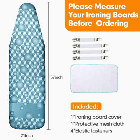 Ironing Board Cover And Pad 21x57 Extra Large Thick Padding Up To 6mm For Smooth Pressing, Scorch And Stain Resistant, Heavy Duty Pad