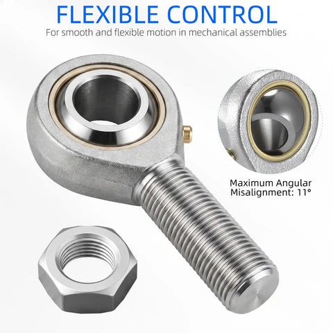 Premium Rod End Bearing Featuring 5/8 Inch Bore And 5/8-18 Right Hand Thread Galvanized Steel Joint angle showing detailed inner joint.
