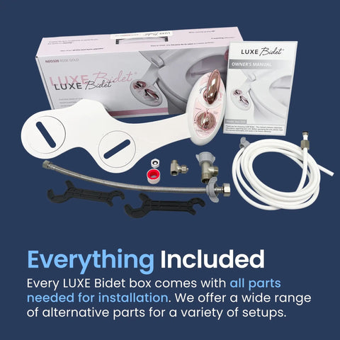 Rose Gold Bidet Attachment With Warm Water and Dual Nozzles, Self Cleaning No Electric Toilet Seat Washer, Adjustable Water Pressure