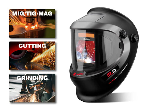 Auto Darkening Welding Helmet With Gloves, Solar Or Battery Powered Hood With Side Views, True Color Vision for welding