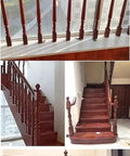 Clean Lines Super Solid Wooden Stair Spindles And Porch Balusters For Deck Railing Systems No Fuss Install Heavy Duty Baluster Posts To Level Up Your Space Indoor Outdoor 45 Pack, shown on stair railing and balcony.