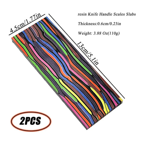 Colorful Knife Handle Slabs Pair For DIY Knife Making Colorful Scales Grips Pearl Resin Polymer Blanks, 5.1x1.77x0.23in